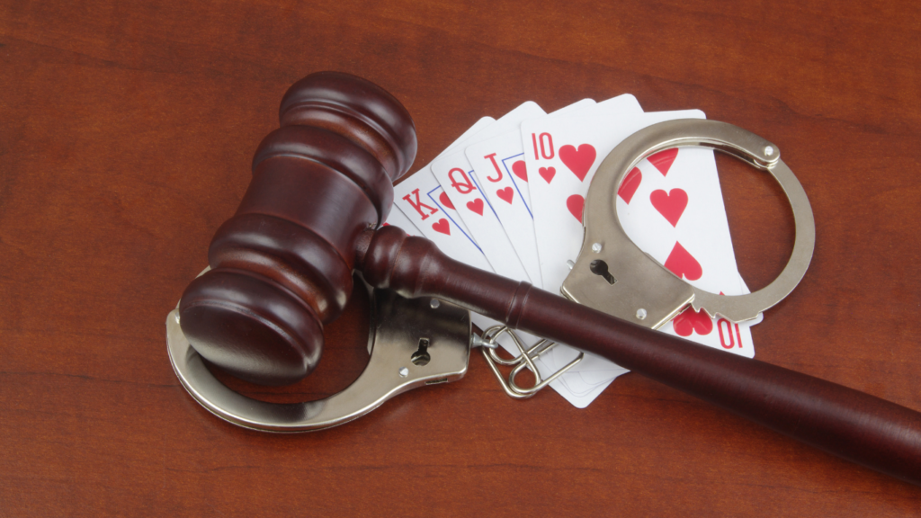 Gavel and casino cards 