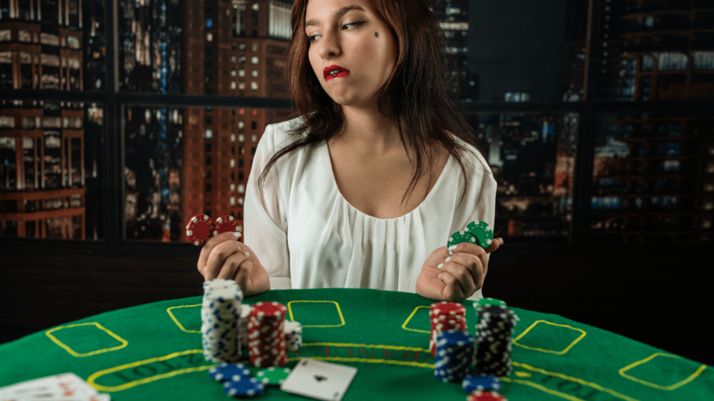 Woman Holding casino chips