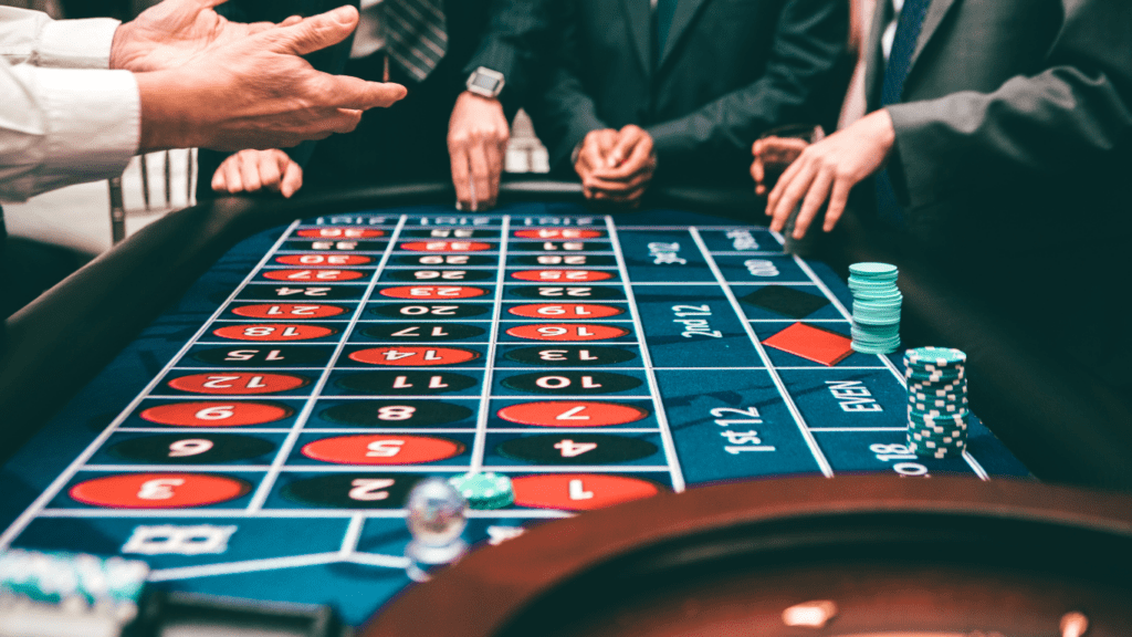 Gamblers at roulette table