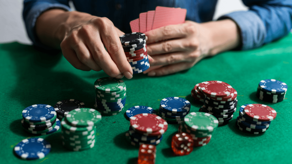 Casino chips and playing cards 