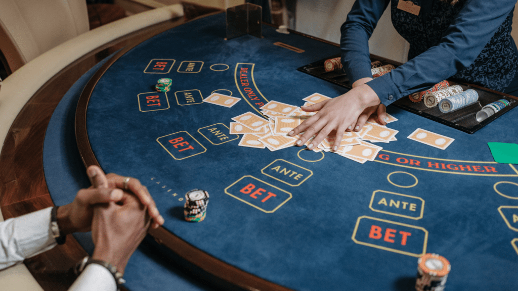 Playing on casino table