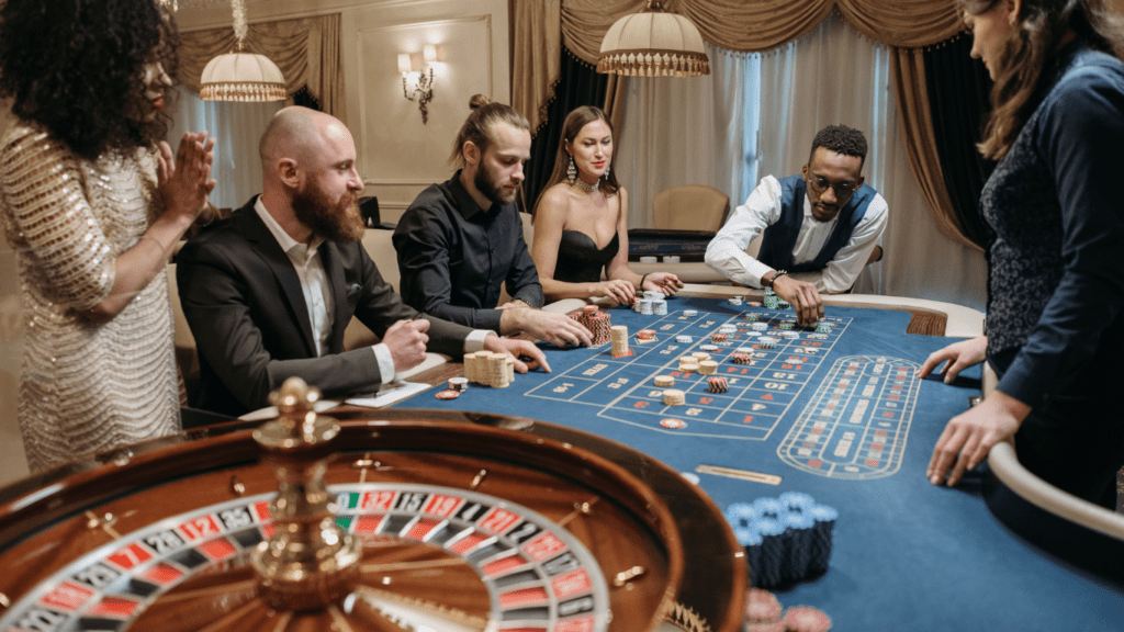 Gamblers at roulette table