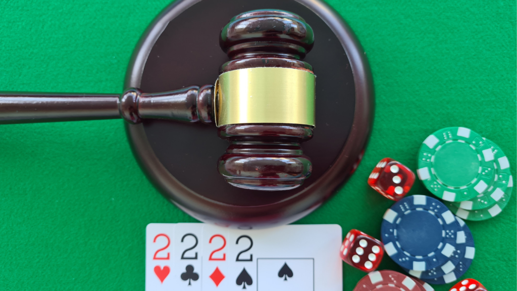 Gavel and casino chips