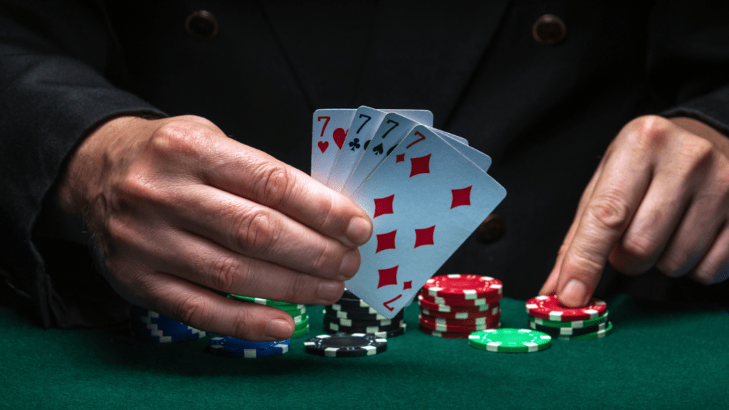 Holding Casino chips and cards 